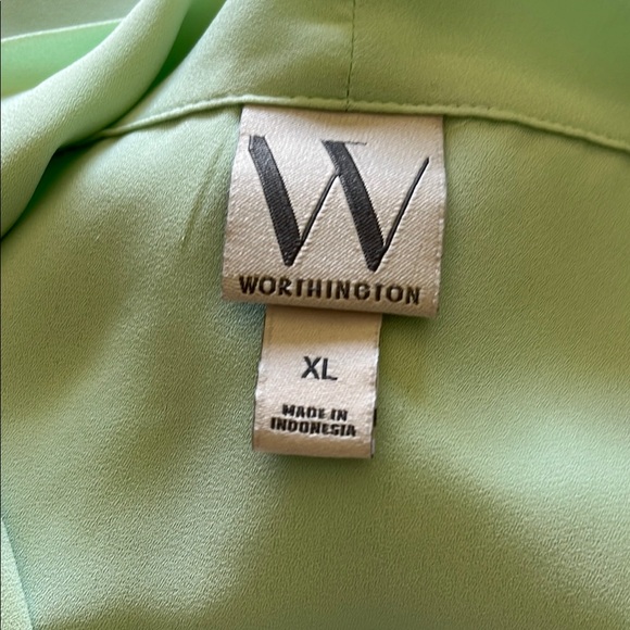 Worthington Green Flutter Sleeve Blouse with Tie Front - Picture 2 of 6